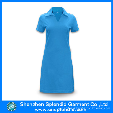 Shenzhen Wholesale Cotton Blue Polo Shirt Dresses for Women